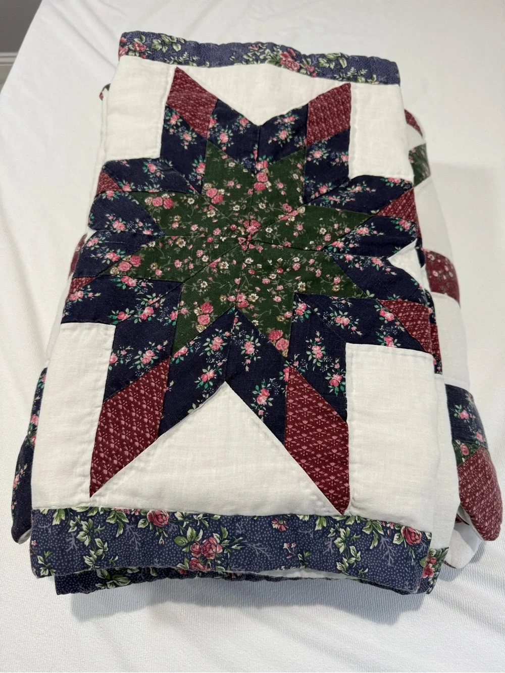 Quilt 8-Point Star Patchwork  Quilt Full Size With 2 Matching Shams